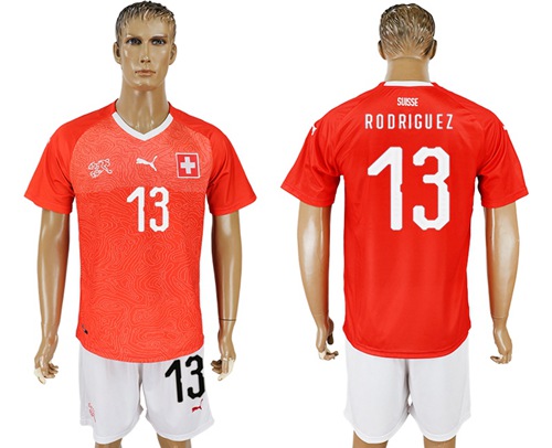 Switzerland #13 Rodriguez Red Home Soccer Country Jersey